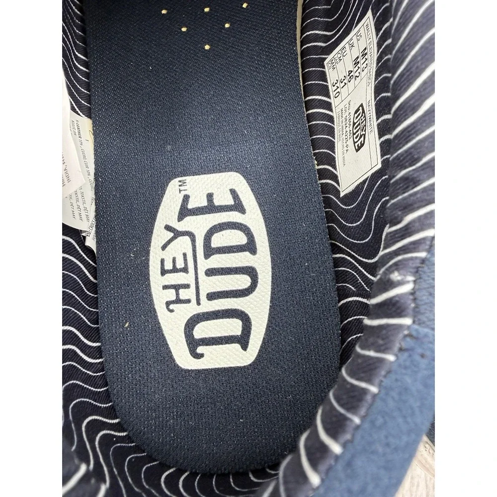 Hey Dude Wally Elevated Basics Mens Size 13 Navy Casual Slip On Canvas Shoes